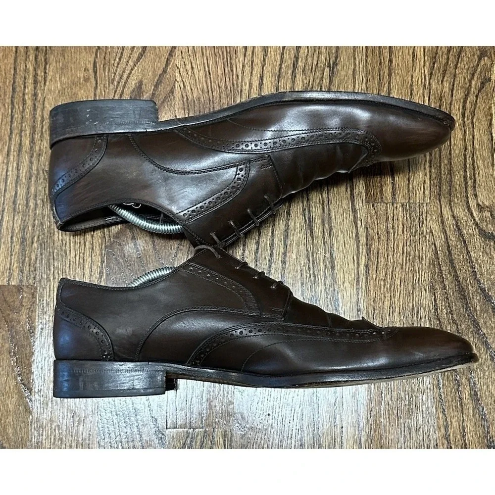 Salvatore Ferragamo Wingtip Brown Leather Dress Oxford Shoes Men's Sz 12D